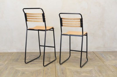 slatted outdoor stools